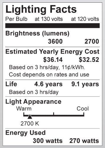 Satco 300W Clear PS25 Incandescent Light Bulb