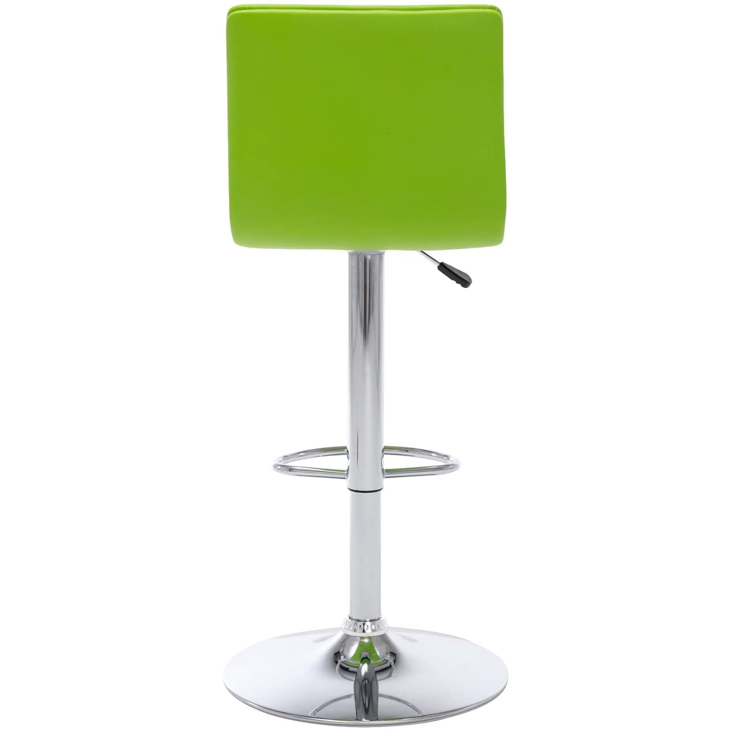 Flash Furniture Modern Green Vinyl Adjustable Bar Stool with Back, Counter Height Swivel Stool with Chrome Pedestal Base