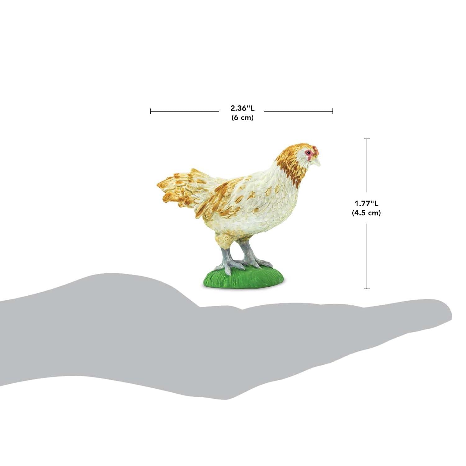 Safari Ltd. Ameraucana Chicken Figurine - Detailed 2.25" Plastic Model Figure - Fun Educational Farm Play Toy for Boys, Girls & Kids Ages 3+