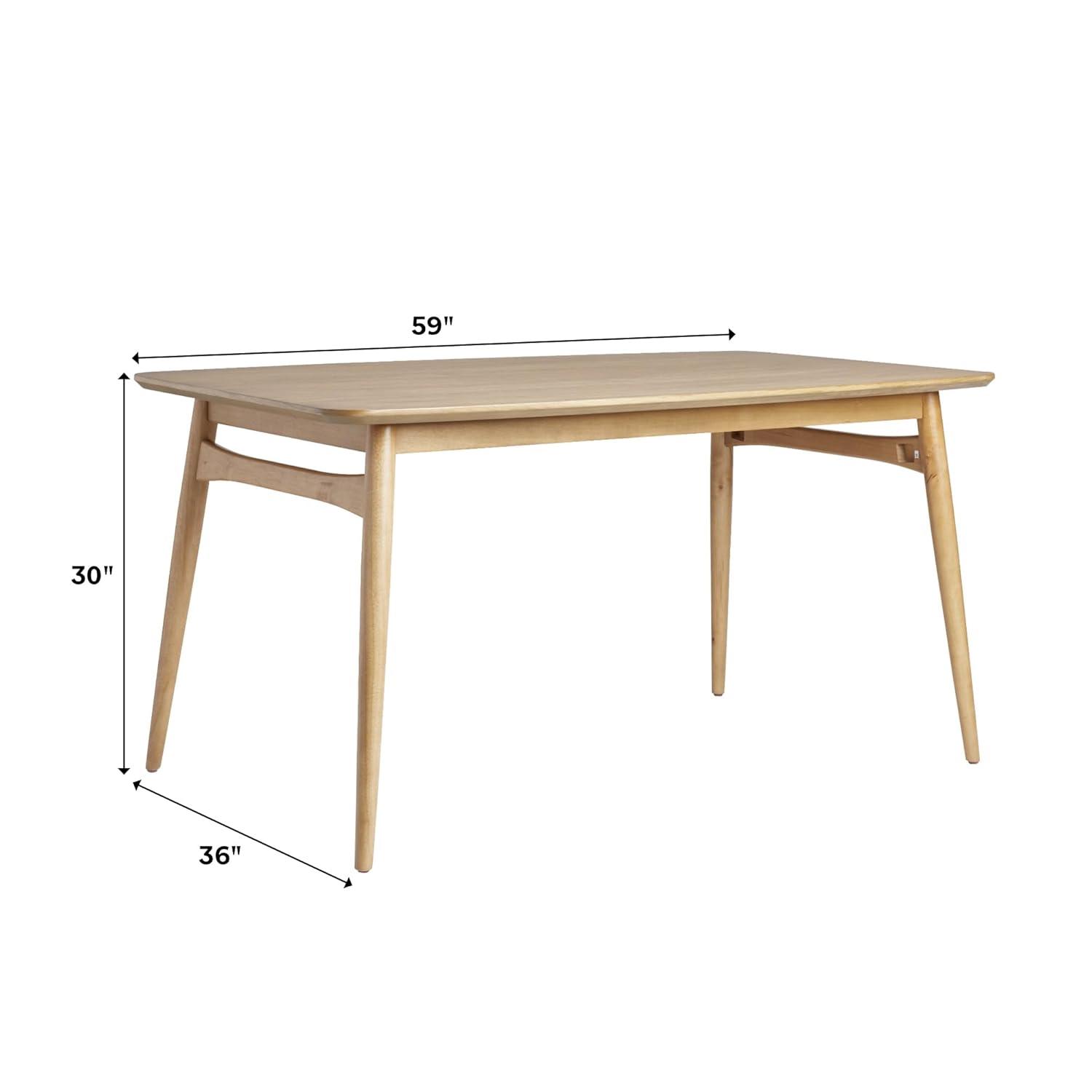 Walker Edison 59" Mid-Century Tapered Leg Dining Table, English Ash
