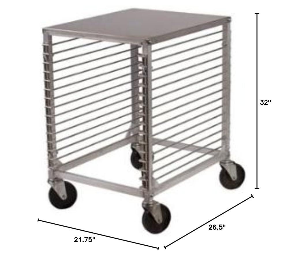 Winco 15-Tier Aluminum Sheet Pan Rack with Hard Top and Wire Slides