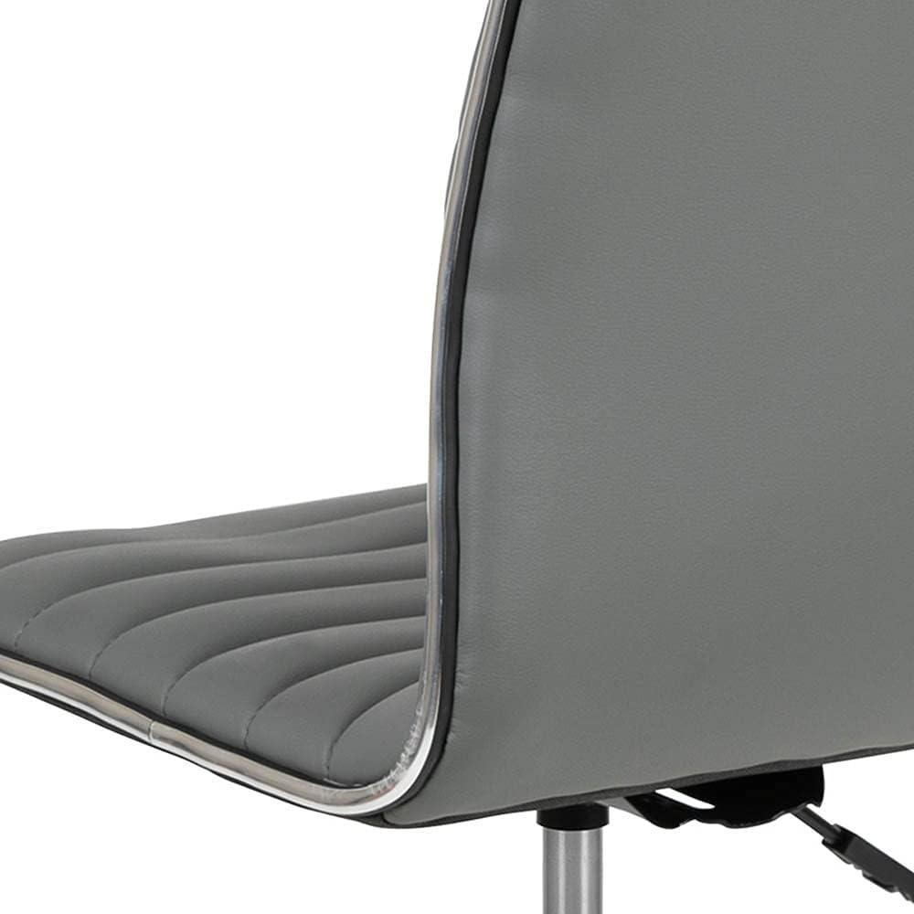 Flash Furniture Low Back Designer Armless Light Gray Ribbed Swivel Task Office Chair