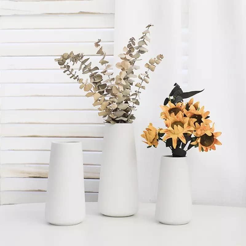 White Ceramic Modern Tall Flower Vase