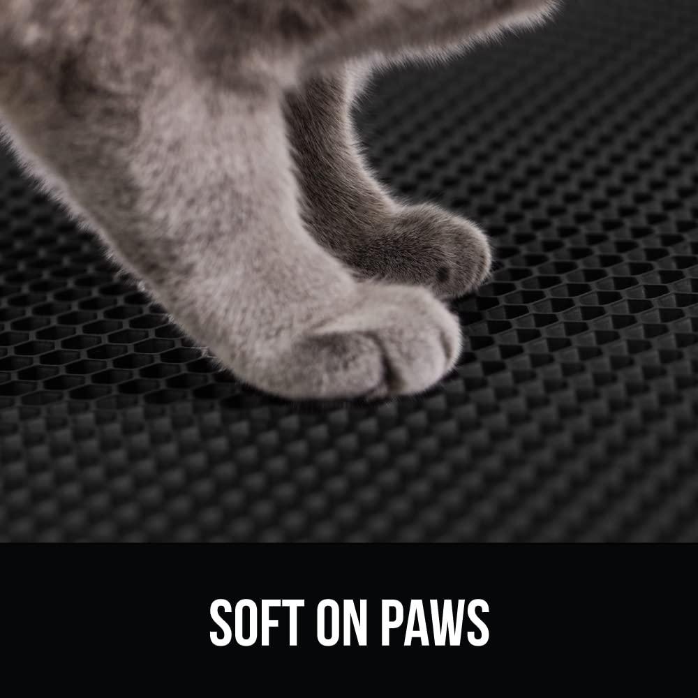 GORILLA GRIP Waterproof Cat Litter Mat, Easy to Clean Honeycomb Waste Trapping Mats, 24x15 Black