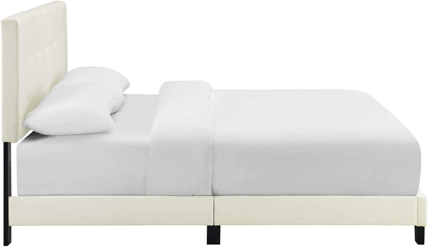 Modway Amira King Modern Style Performance Velvet Bed in Ivory