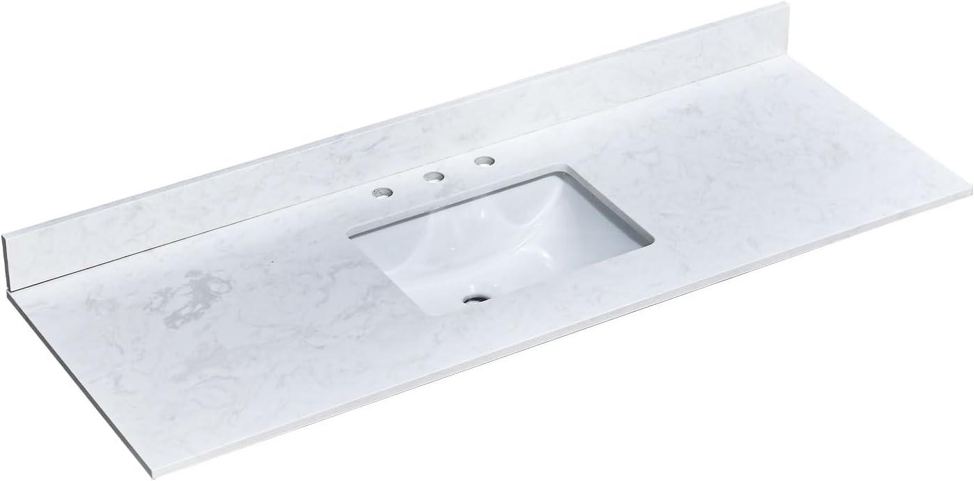 60 in. White Engineered Stone Vanity Top with Undermount Sink