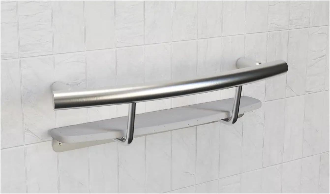 Invisia™ Shampoo Shelf 20" in Matte Black, Designer Luxury Grab Bar (500 lb. Capacity)