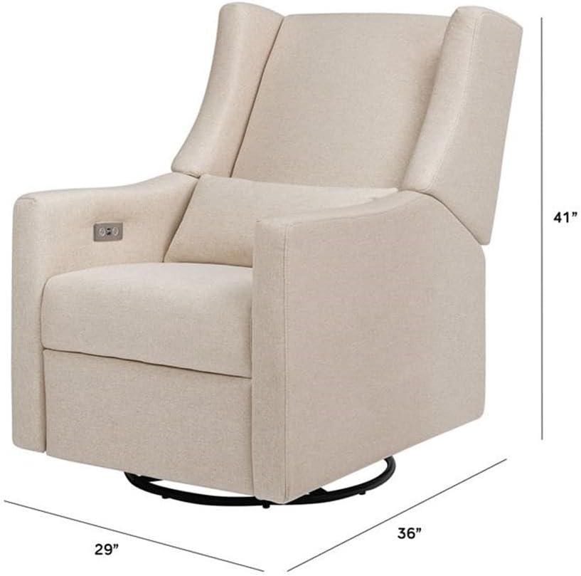 Babyletto Kiwi Almond Teddy Loop Nursery Power Glider Recliner Chair with Light Wood Base