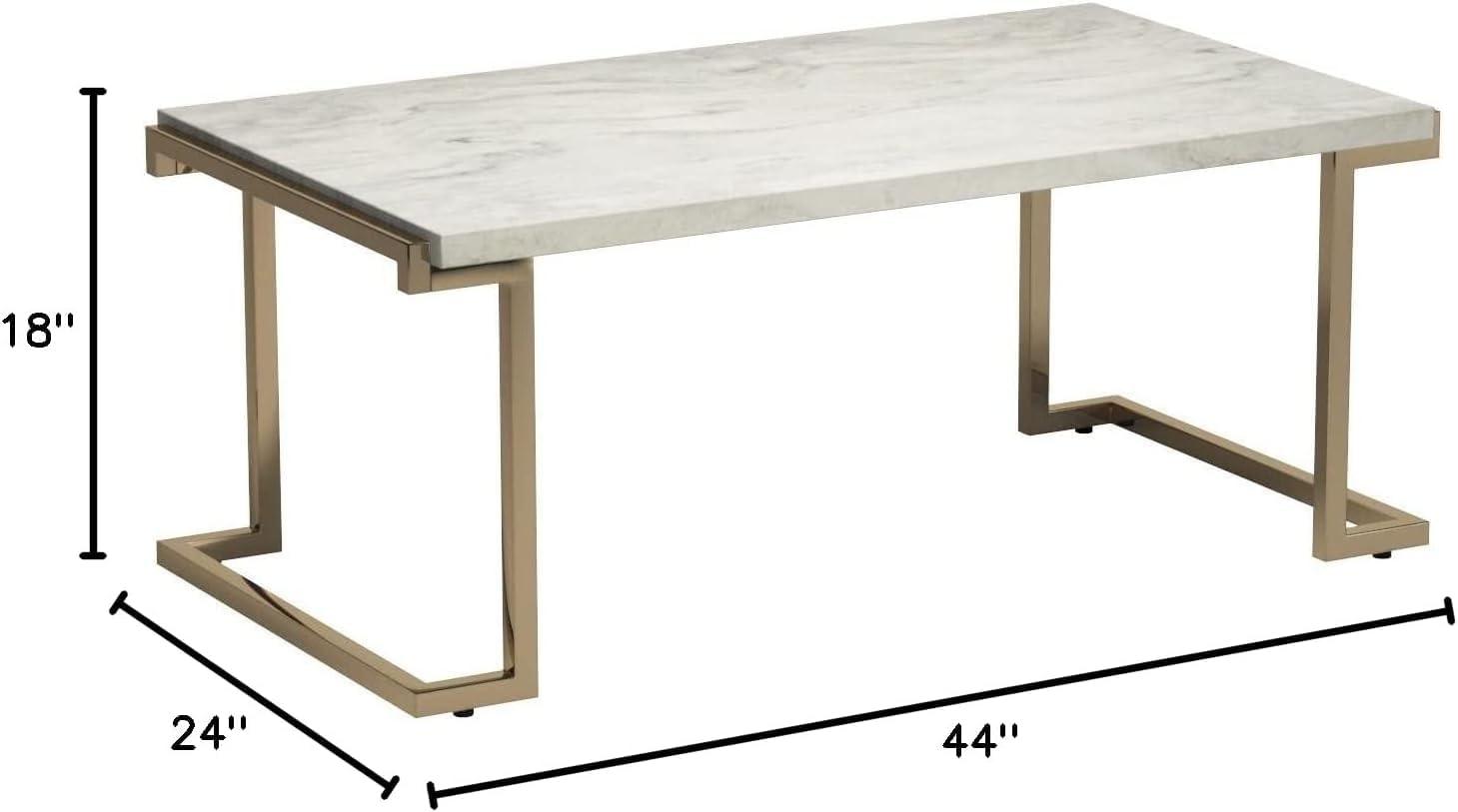 Adrinfly Boice II Coffee Table in Faux Marble & Champagne 82870