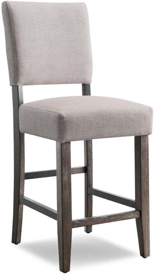 Set of 2 Gray Upholstered Wood Counter Height Barstools