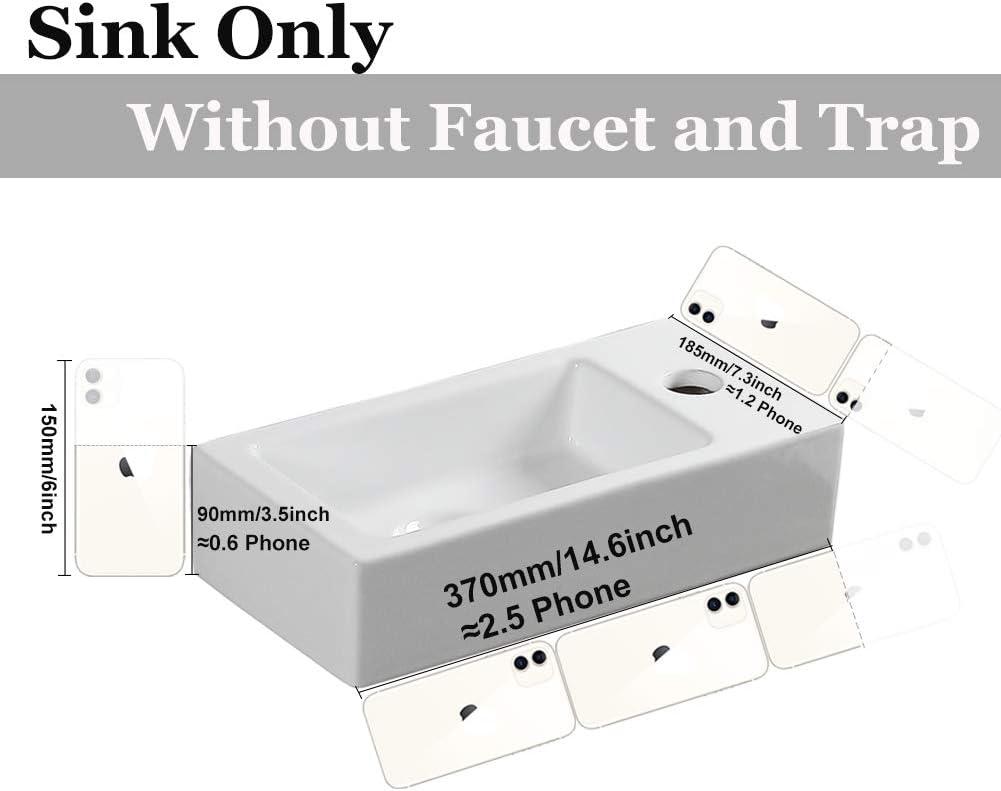 BTERAZ B07XP1R7ZZ BTERAZ 7.3'' White Ceramic Rectangular Bathroom Sink