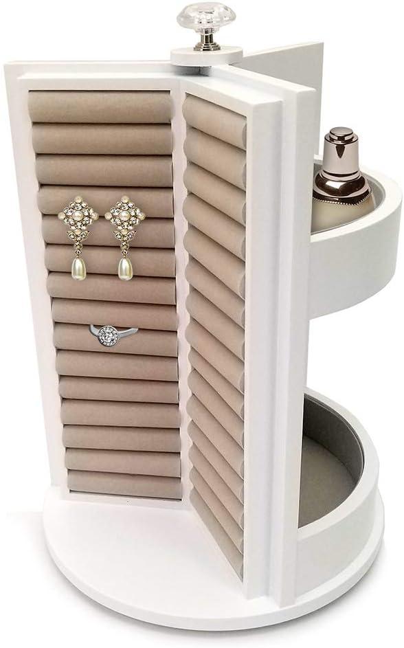 OnDisplay Brooke Spinning Wooden Jewelry Cabinet Organizer - White