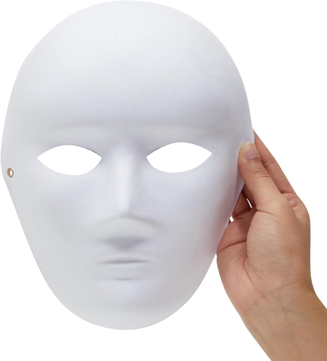 Blue Panda 24 Pack Paper Mache Masks for Decorating, DIY Masquerade Mask, White, 2 Sizes