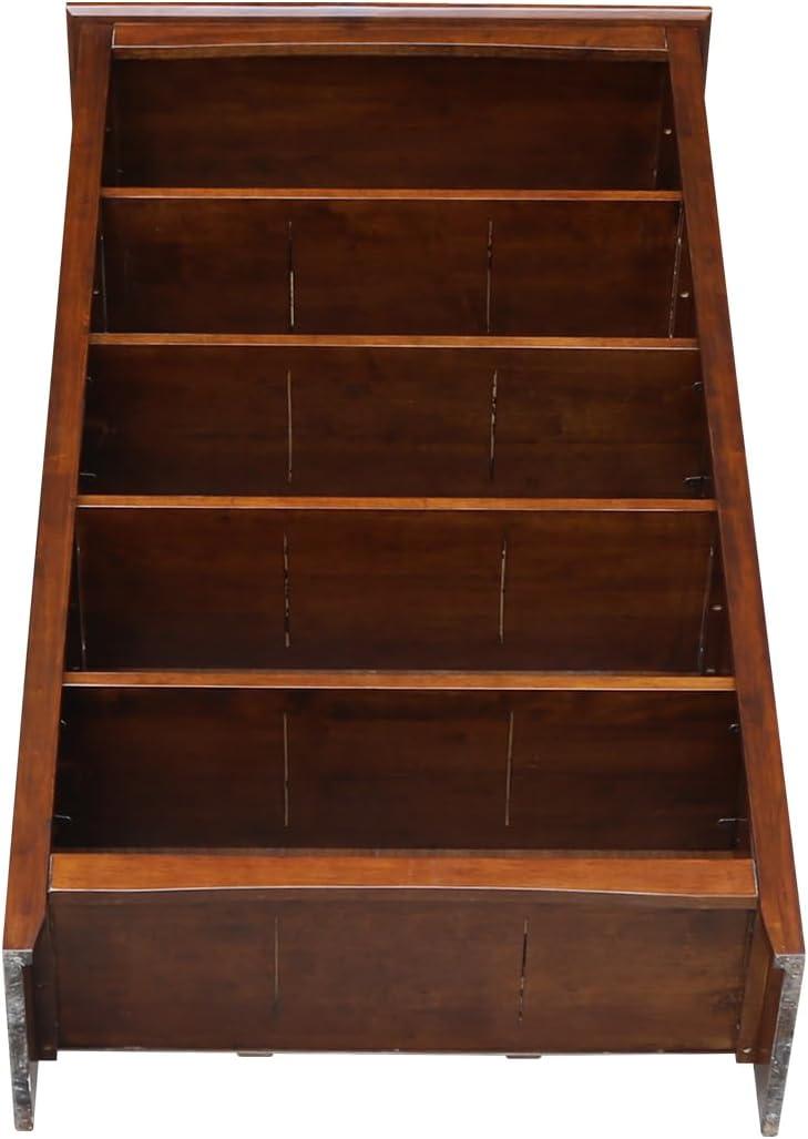 Transitional 60" Espresso Solid Wood Adjustable Bookcase