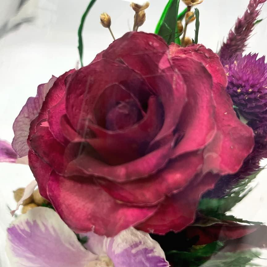 Fiora Flower Long-Lasting Roses and Orchid in a Glass Vase