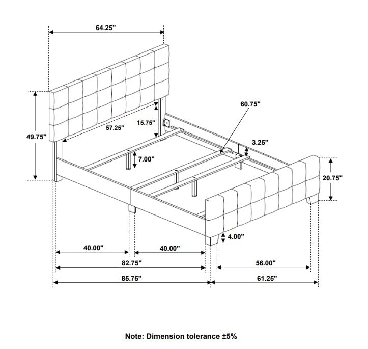 Fairfield Queen Upholstered Panel Bed Beige
