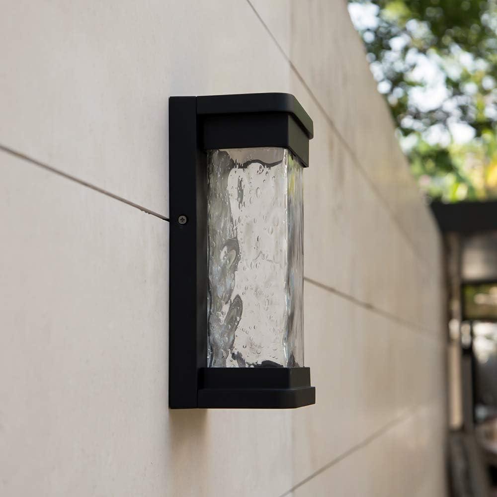 1-Light Black Integrated LED Outdoor Wall Lantern Sconce