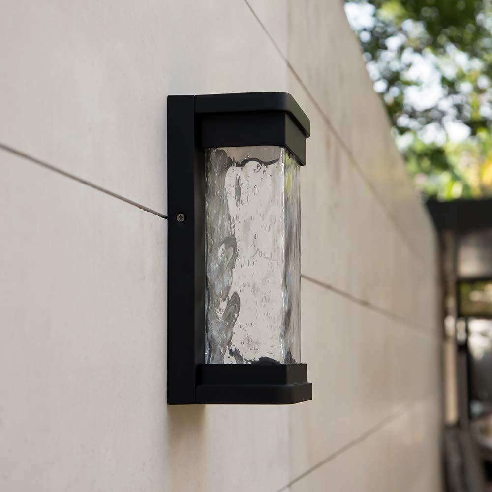 1-Light Black Integrated LED Outdoor Wall Lantern Sconce