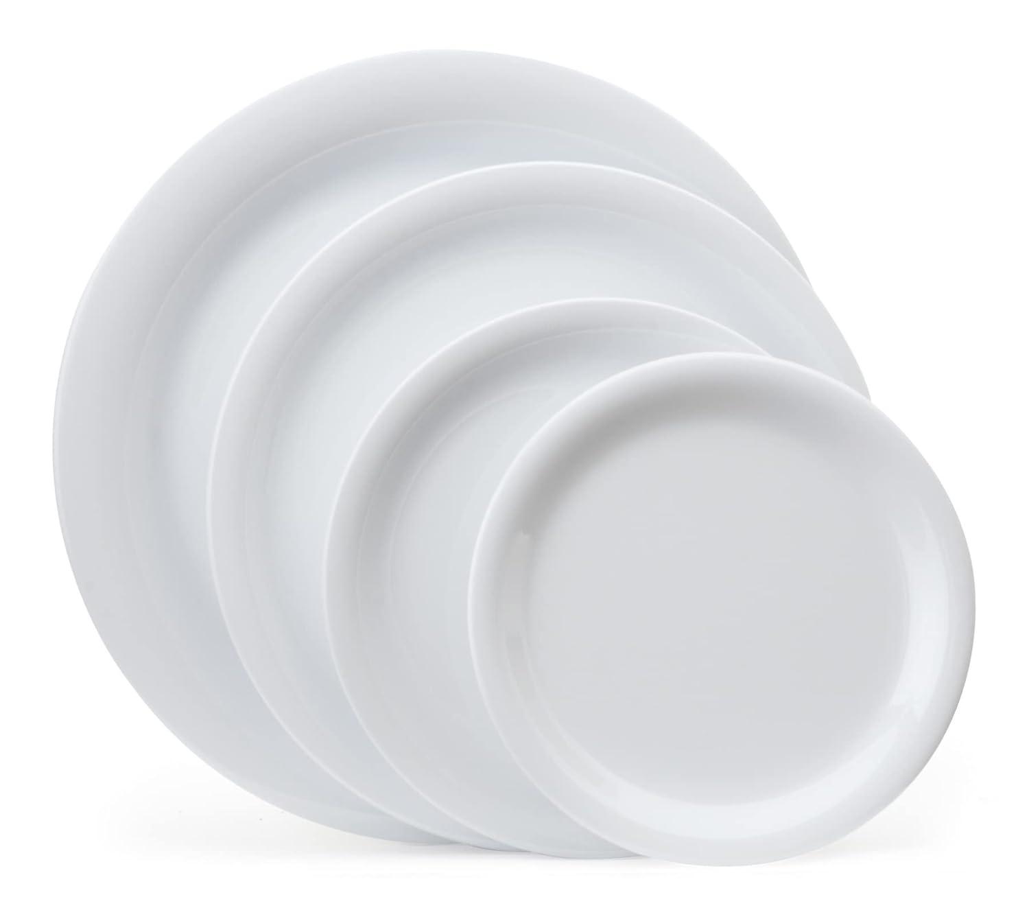 Diamond White 10.5" Round Melamine Narrow Rim Plate Set