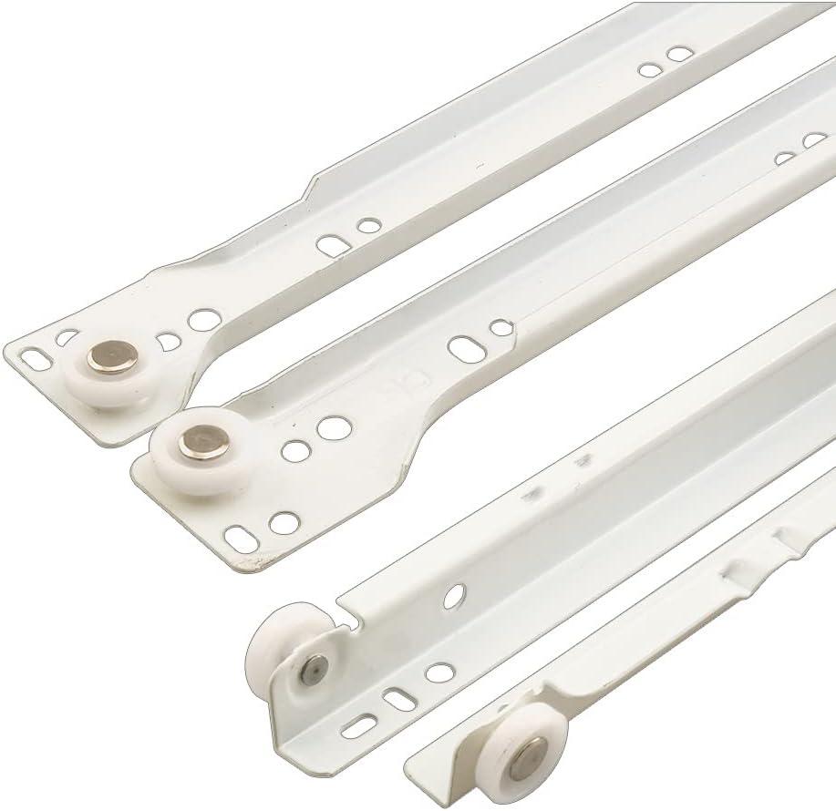 White 20-Inch Steel Bottom Mount Drawer Slide Kit