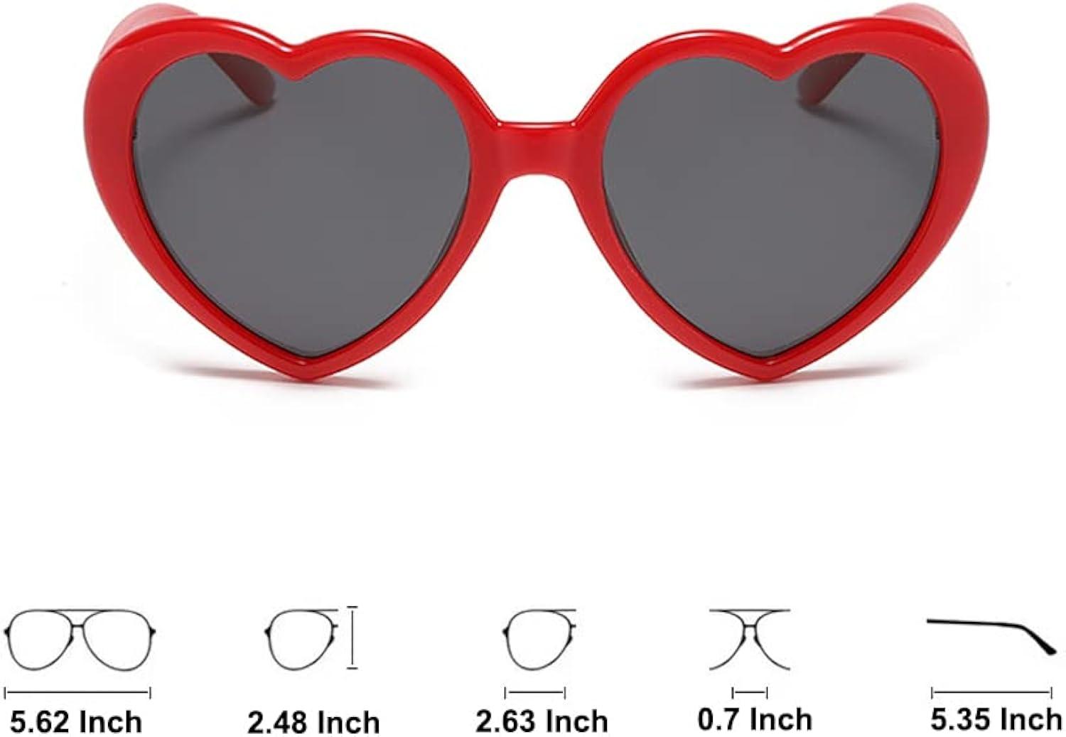 LINASHI Fashionable Sunglasses Vintage Heart Shaped Sunglasses with High Translucency Lens Trendy Retro Decorative Sun Glasses for Women Heart-shaped