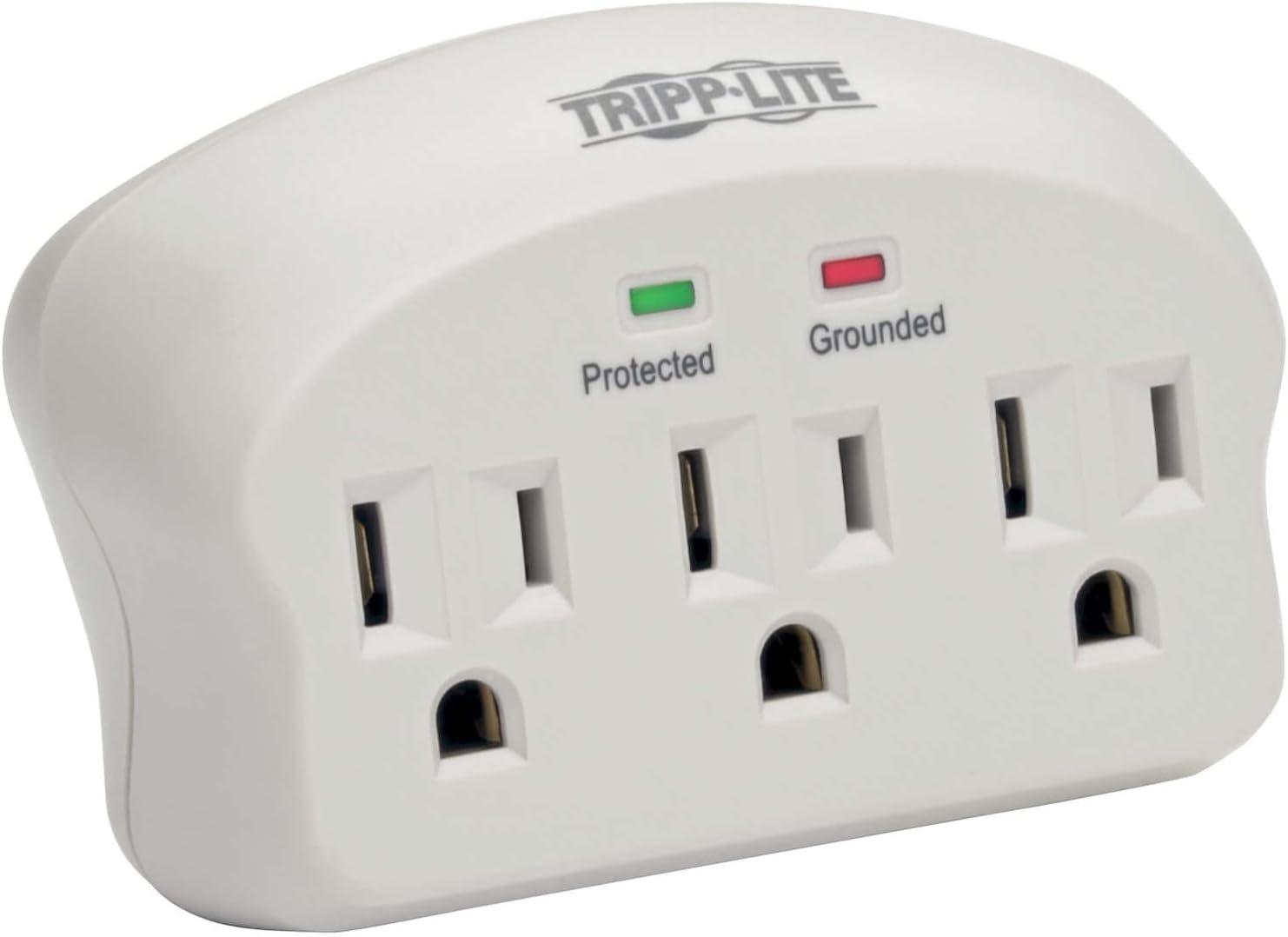 White 3-Outlet Surge Protector Wall Tap