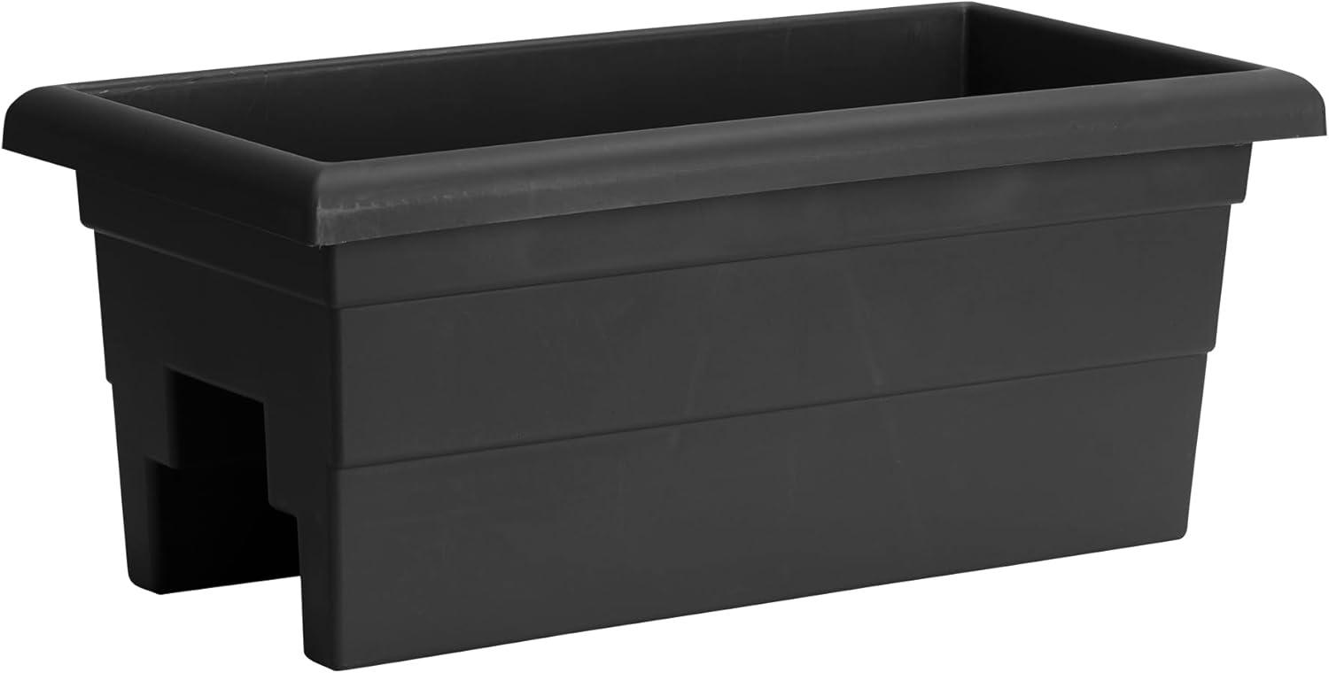 Novelty Countryside Weather Resistant Rail Planter, Black, 24"