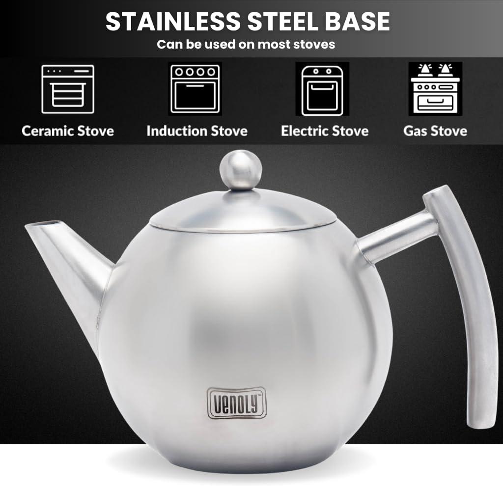 Venoly Venoly Stainless Steel Tea Pot With Removable Infuser Dishwasher Safe and Heat Resistant (Set of 50)
