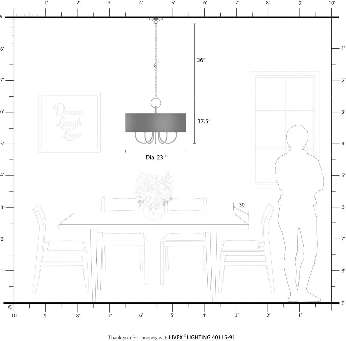 Livex Lighting Huntington 5 - Light Pendant in  Brushed Nickel