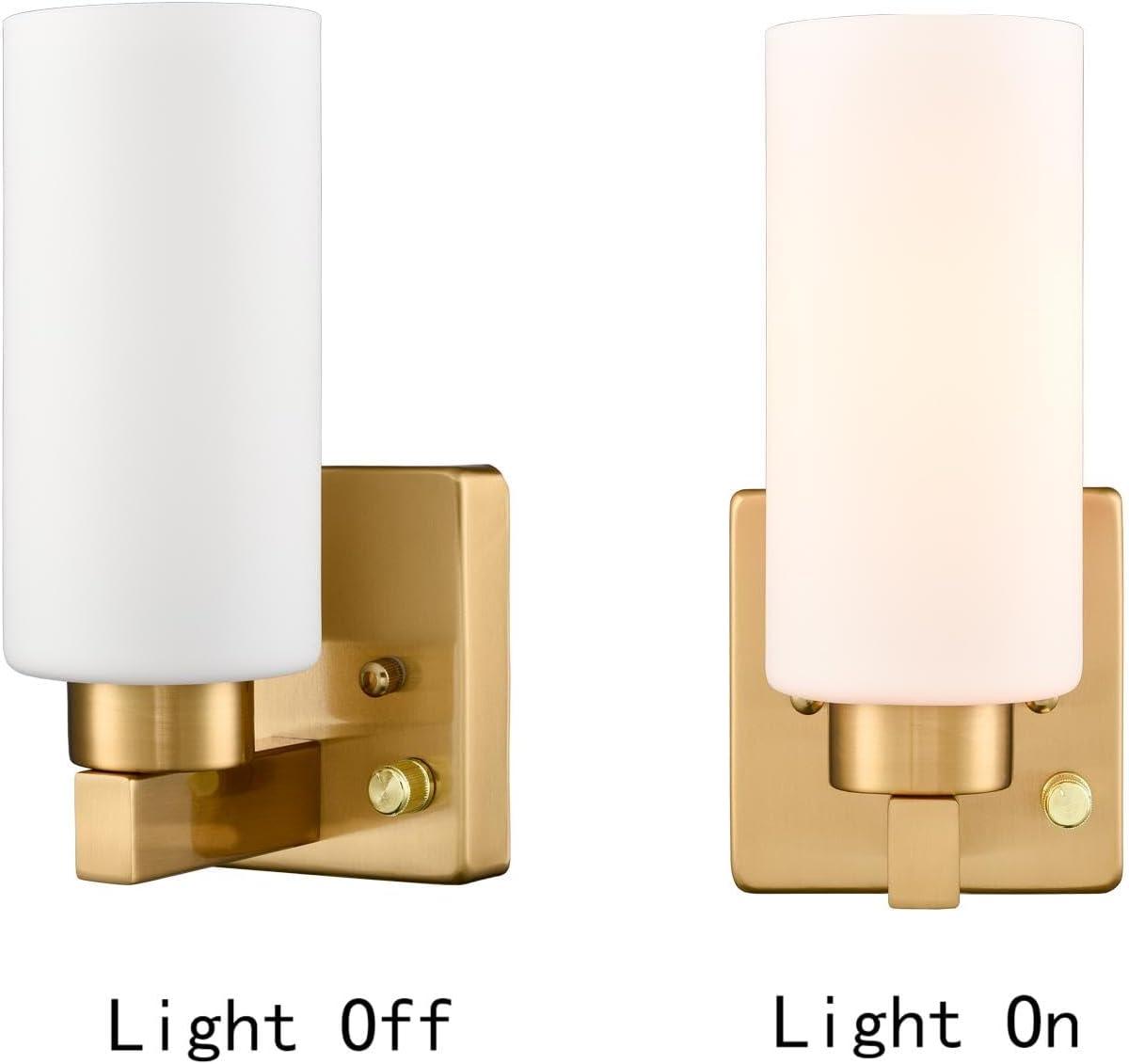 Claxy Gold Wall Sconces with Cylinder Milk Glass Shade Set of 2