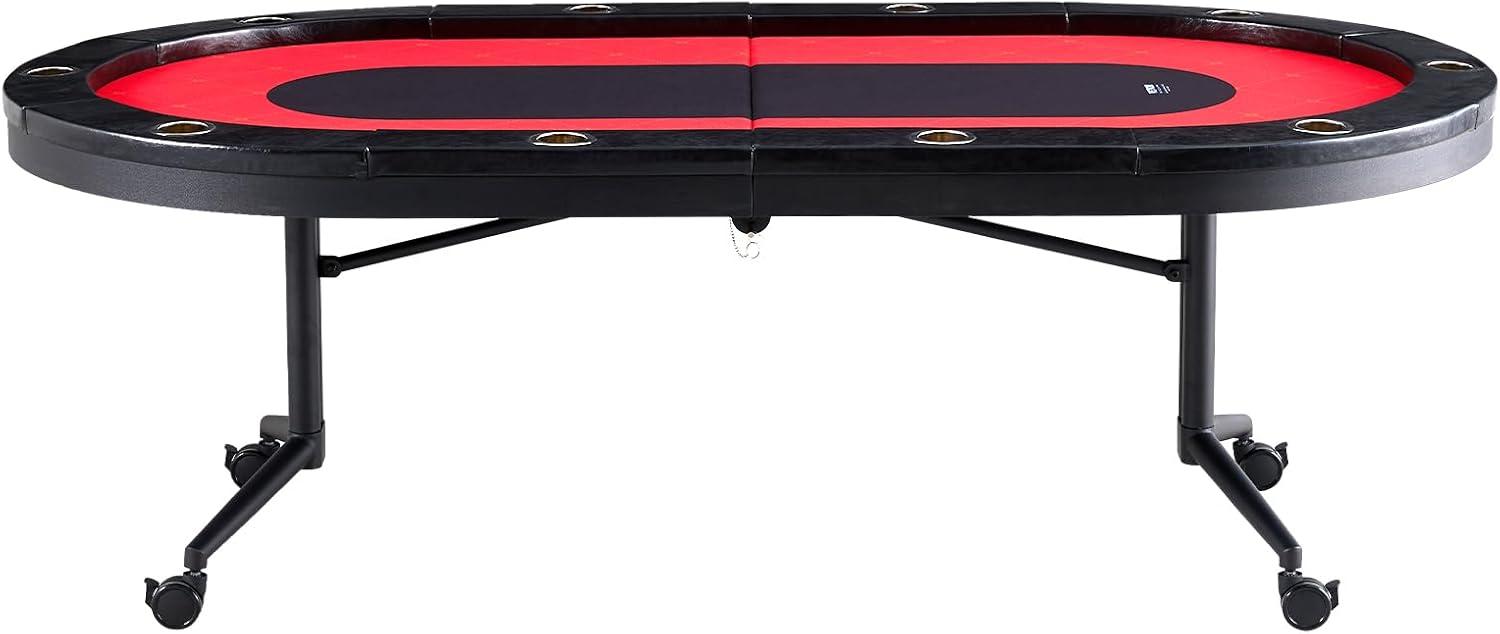 VEVOR 90.2'' 10 - Player Red Foldable Poker Table