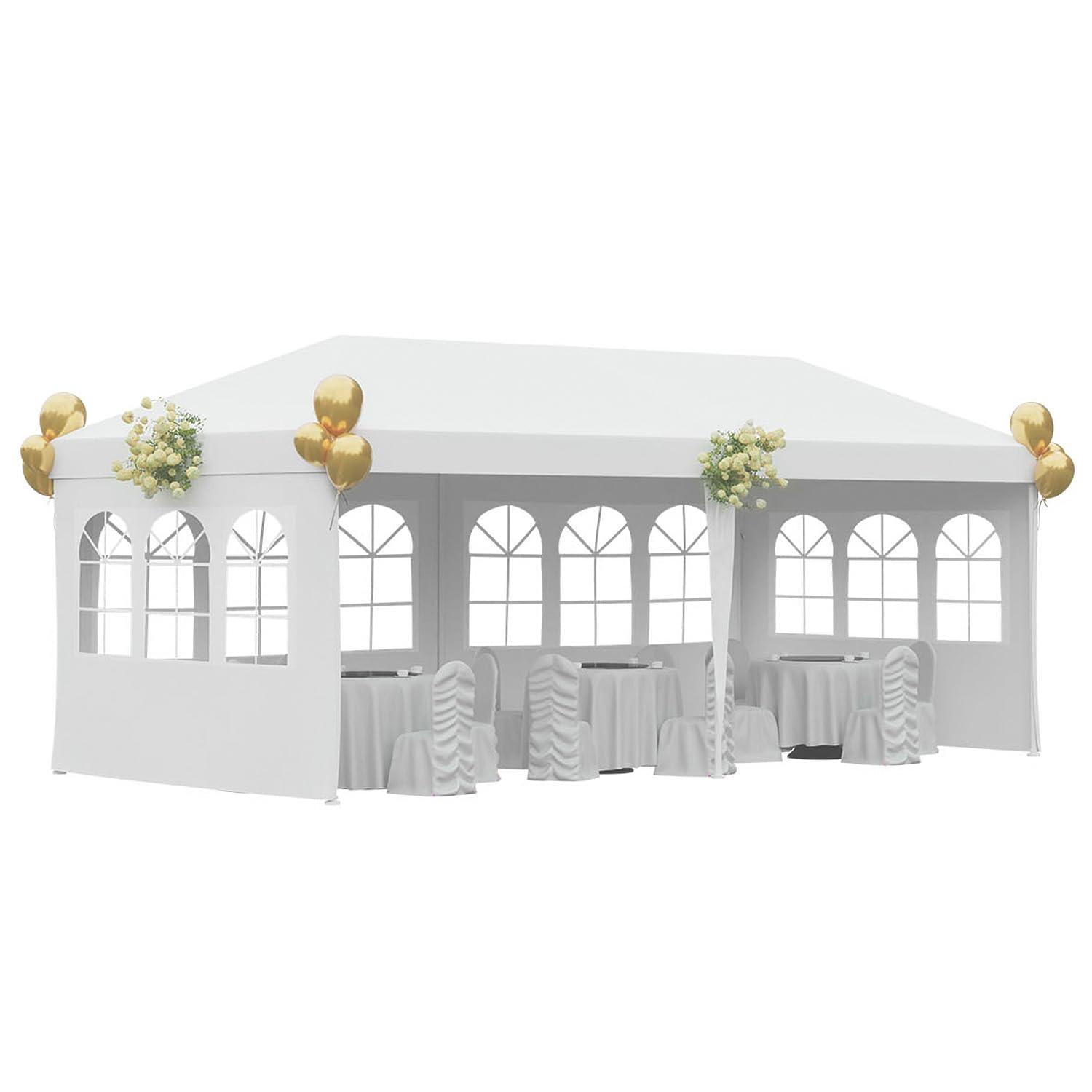 XF XINFENG 10'x10' Outdoor Wedding Party Canopy Tent, Camping Shelter Waterproof Outdoor Party Tent White Patio Gazebo Canopy Tents for BBQ Pavilion Canopy Cater Events