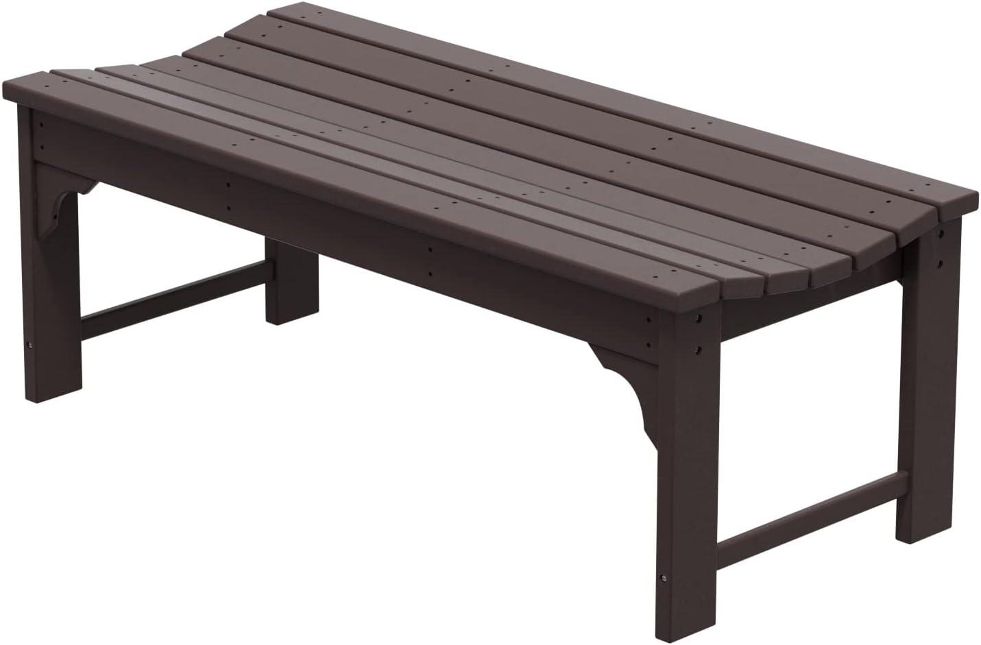Westin Outdoors Malibu WO 48" Length Backless Poly Wood Outdoor/Garden Bench, Dark Brown