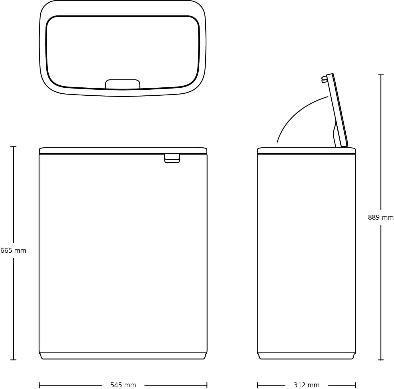 Brabantia Bo Touch Top Trash Can, 16 Gallon