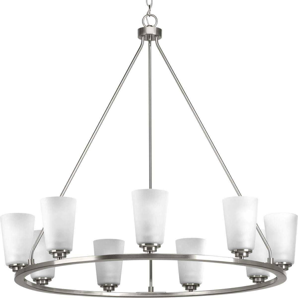 Elegant Brushed Nickel 9-Light Circular Chandelier with Adjustable Chain