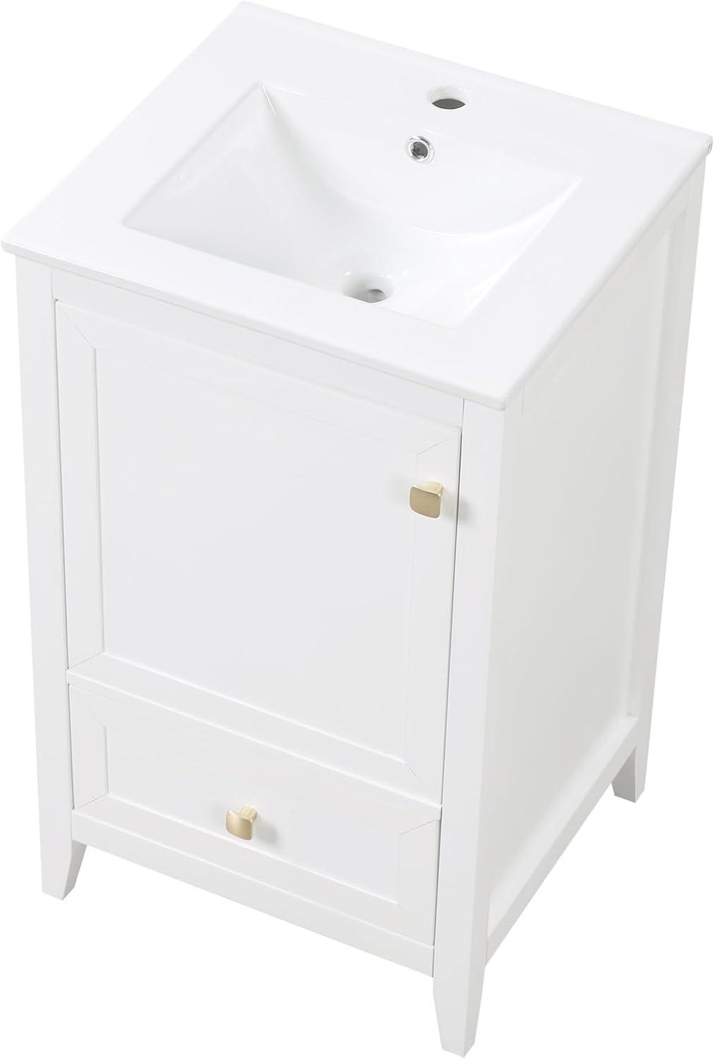 KEAIDO 30" Bathroom Vanity with Sink, Bathroom Storage Cabinet with 3 Drawers and a Door, Freestanding Bathroom Vanity with Solid Wood Legs & MDF Board