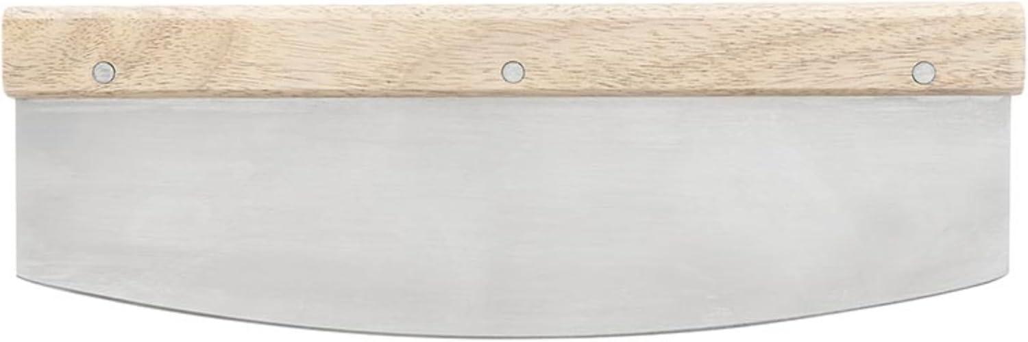 Santa Barbara Design Studio Pizza Rocker Stainless Steel and Oak Cutter, 13" x 4", Pizza My Heart