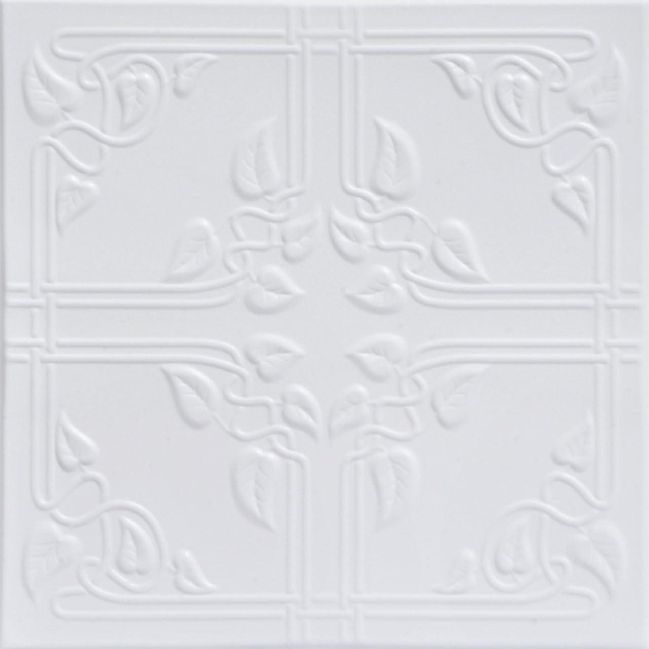 Ultra Pure White Polystyrene Ivy Leaves Ceiling Tile