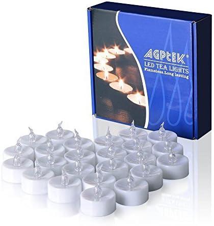 Timer Flickering Tea Lights 24pcs Flickering LED Candles with Timer Battery Operated Flameless Tealight (Warm White)