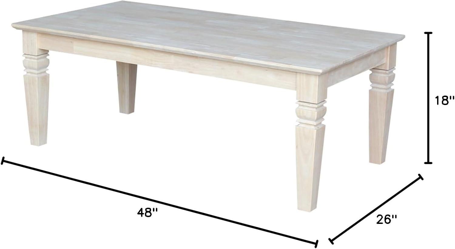 International Concepts Java Coffee Table: Farmhouse Style, Hardwood Frame, Spot Clean, 18" High