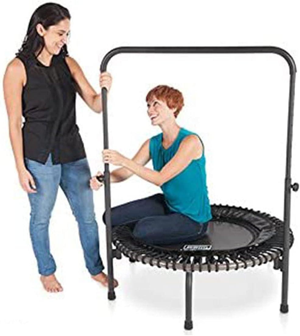 JumpSport 220 In Home Cardio Fitness Rebounder - Mini Trampoline with Handle Bar Accessory, Premium Bungees and Workout DVD