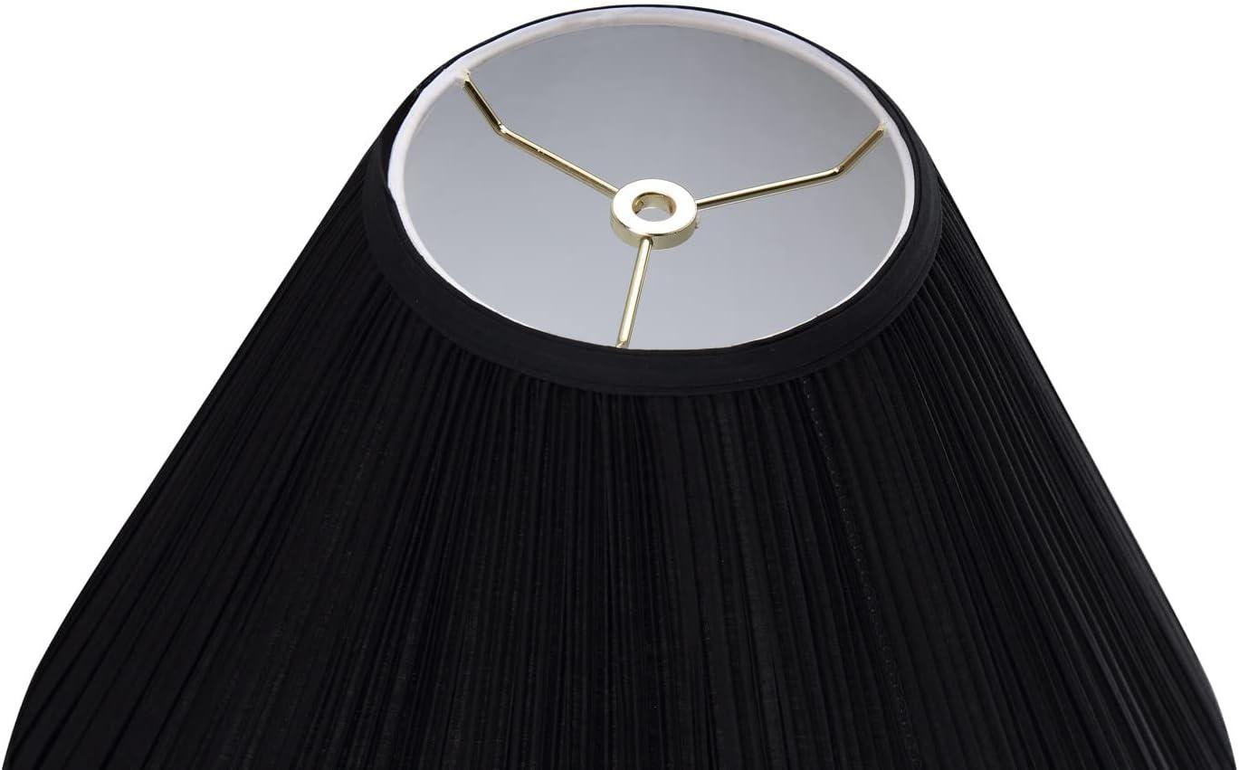 Aspen Creative 33192, Transitional Hardback Empire Shaped Mushroom Pleated Black Spider Shade, 6" Top x 16" Bottom x 12" Slant