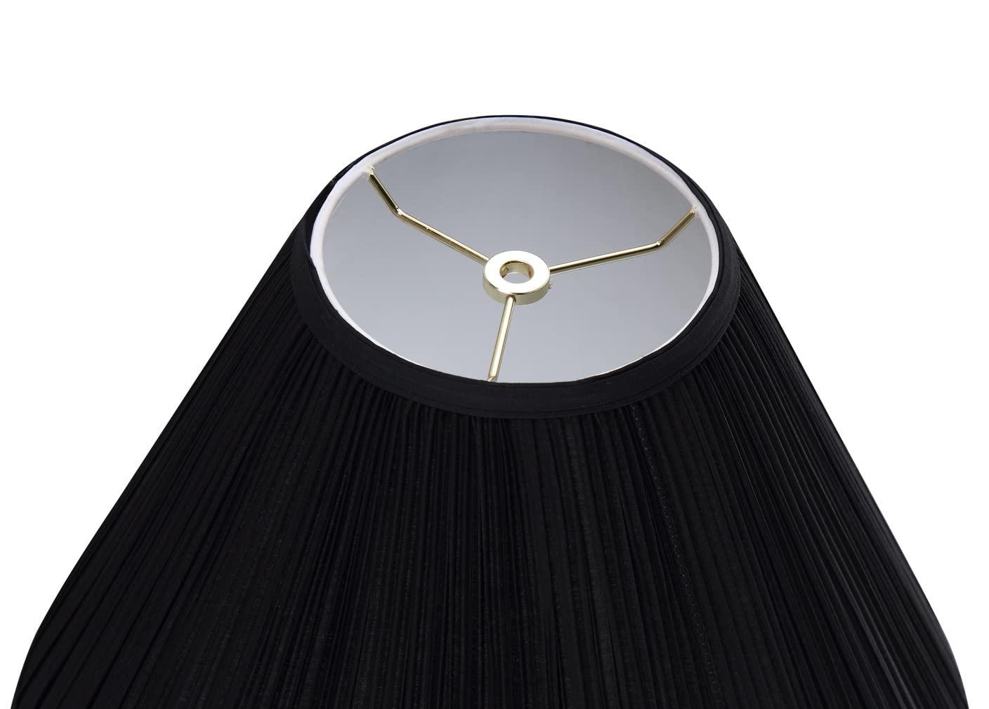 Aspen Creative 33192, Transitional Hardback Empire Shaped Mushroom Pleated Black Spider Shade, 6" Top x 16" Bottom x 12" Slant