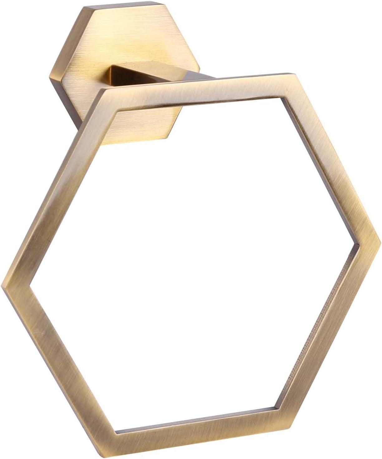 Hexagonal Gold Aluminum Wall-Mounted Towel Ring