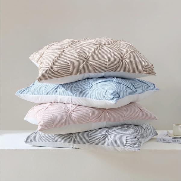 Swift Home | Striped Pintuck 2-Piece Comforter Set Rose Twin/Twin XL