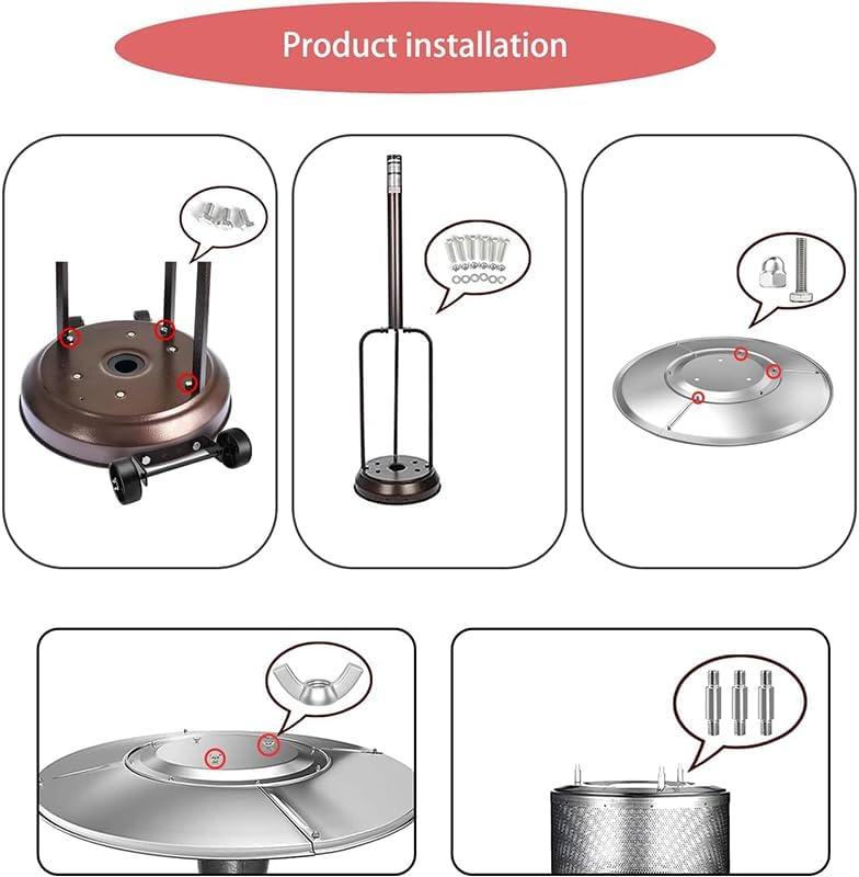 Outdoor Heaters for Patio Heater Replacement Parts-Bolt & Nut Set Patio Heater Reflector Shield Accessories Round Umbrella Outdoor Heaters for Patio Hardware