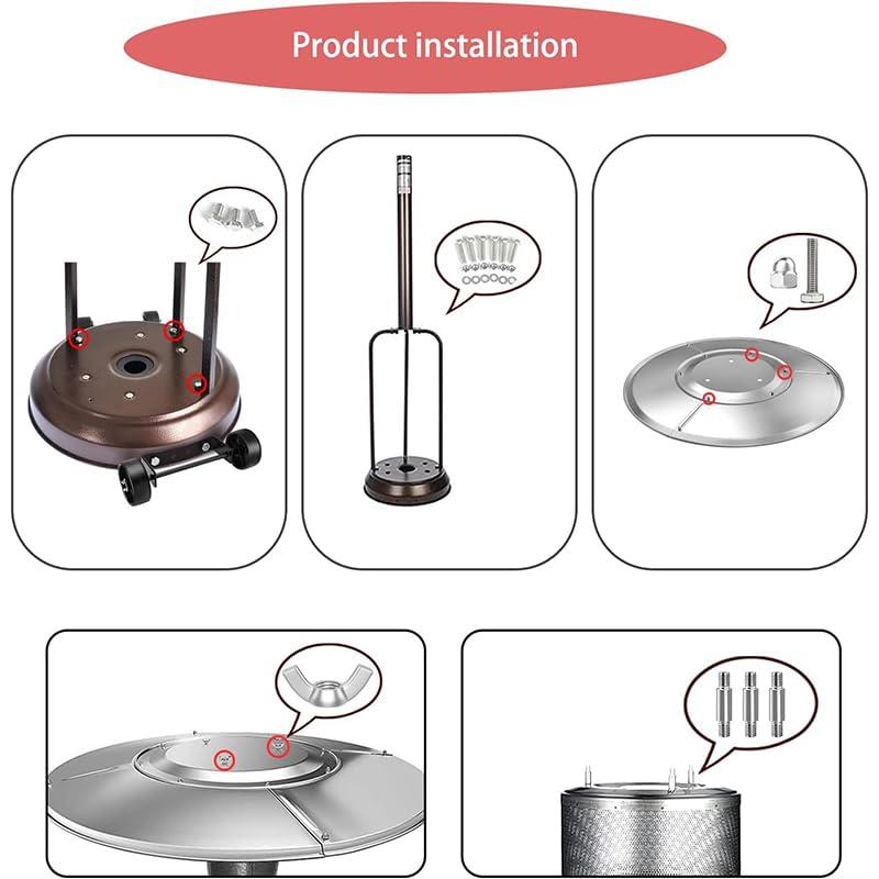 Outdoor Heaters for Patio Heater Replacement Parts-Bolt & Nut Set Patio Heater Reflector Shield Accessories Round Umbrella Outdoor Heaters for Patio Hardware