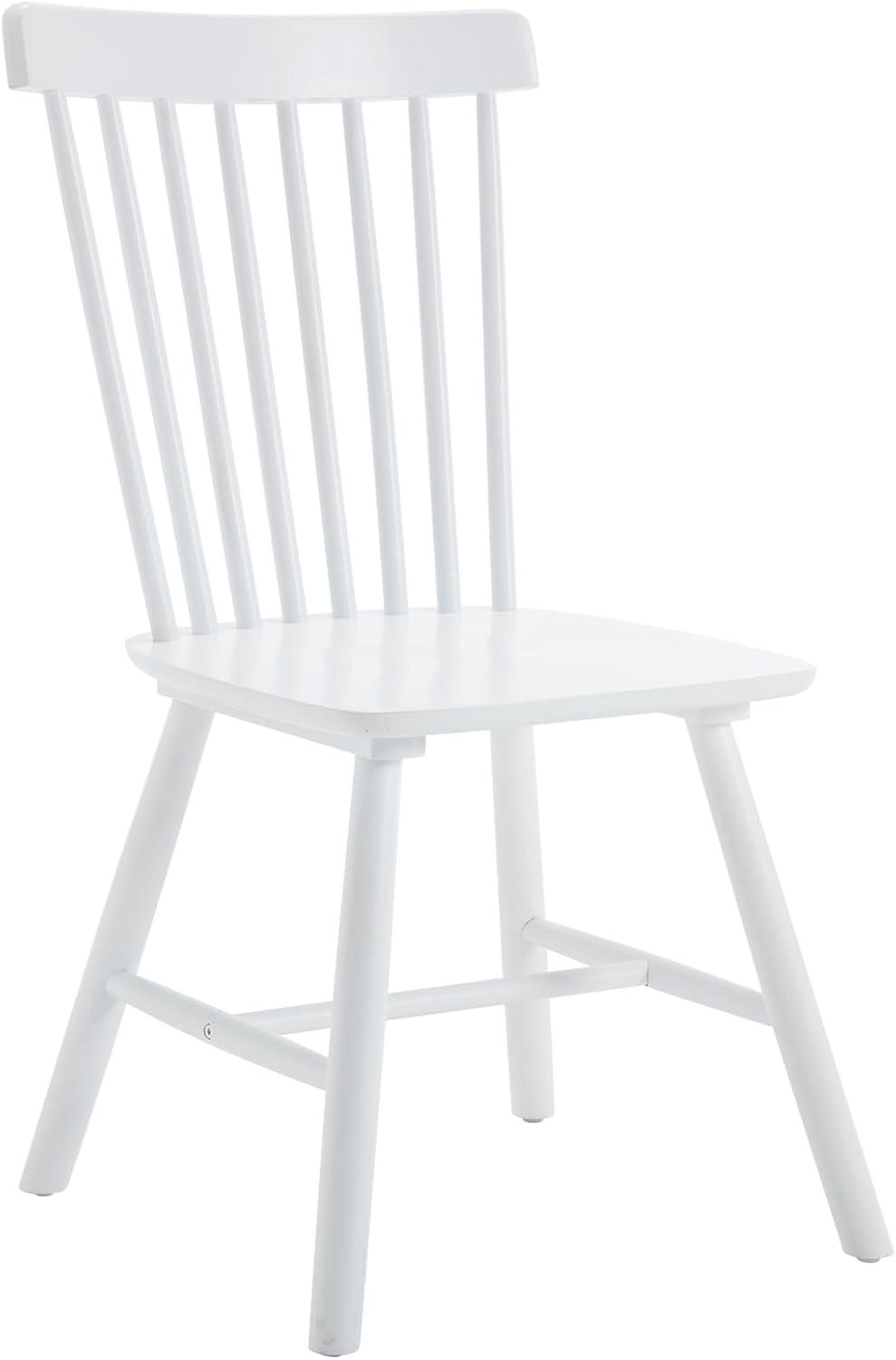 White Solid Wood Windsor Side Chair with Slat Back