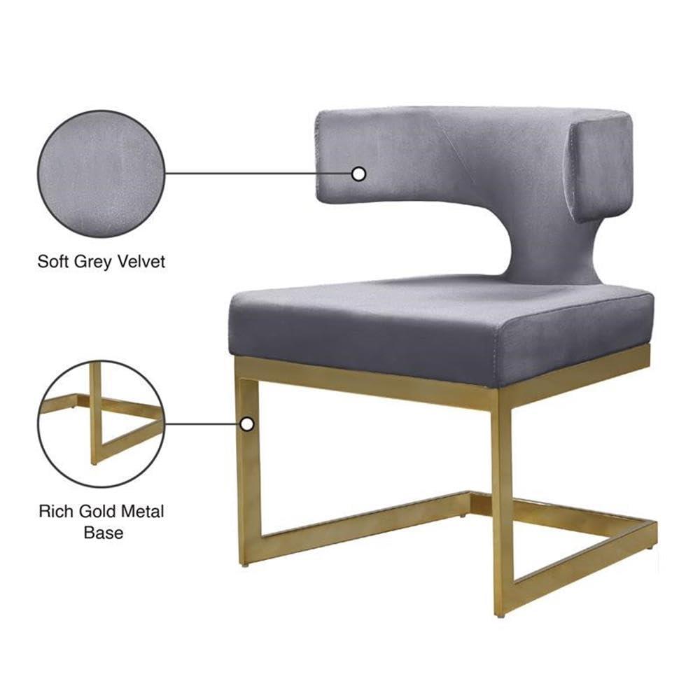 Meridian Furniture Alexandra Gray Velvet Dining Chair