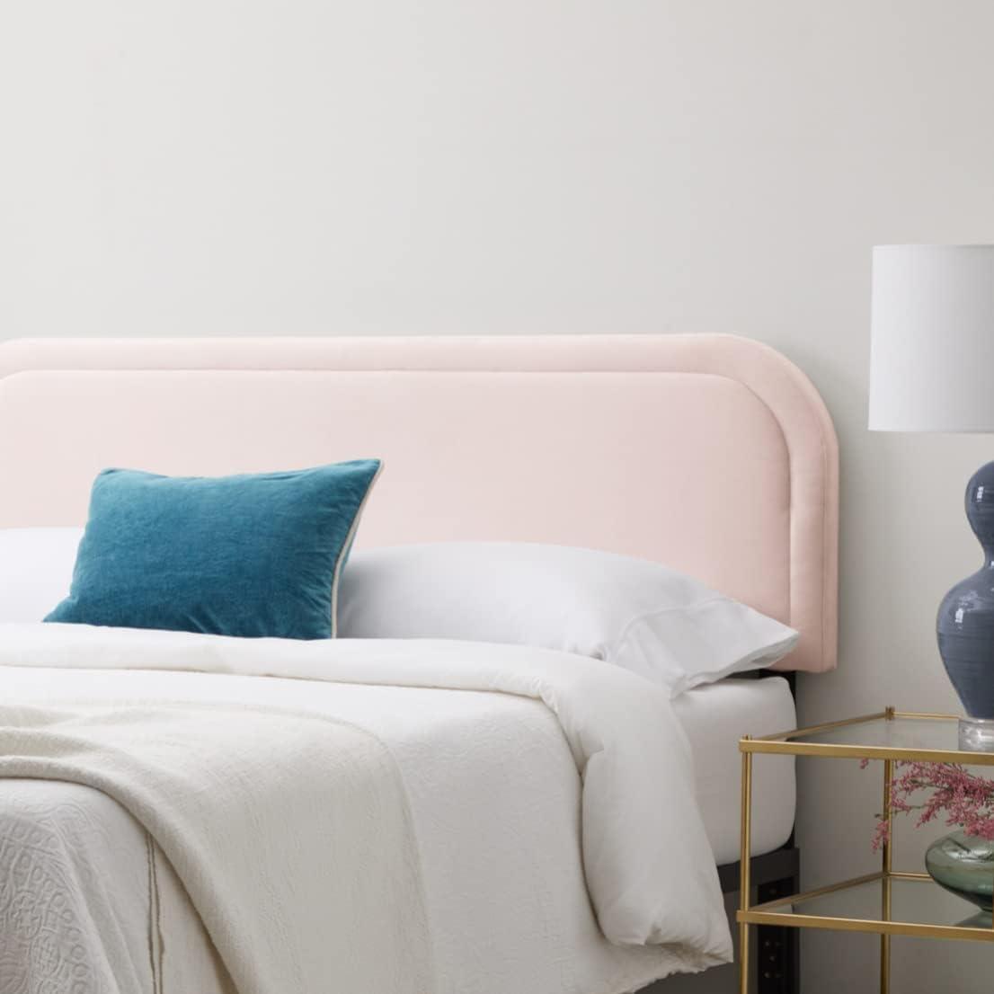 Pink Velvet Upholstered Tufted Queen Headboard